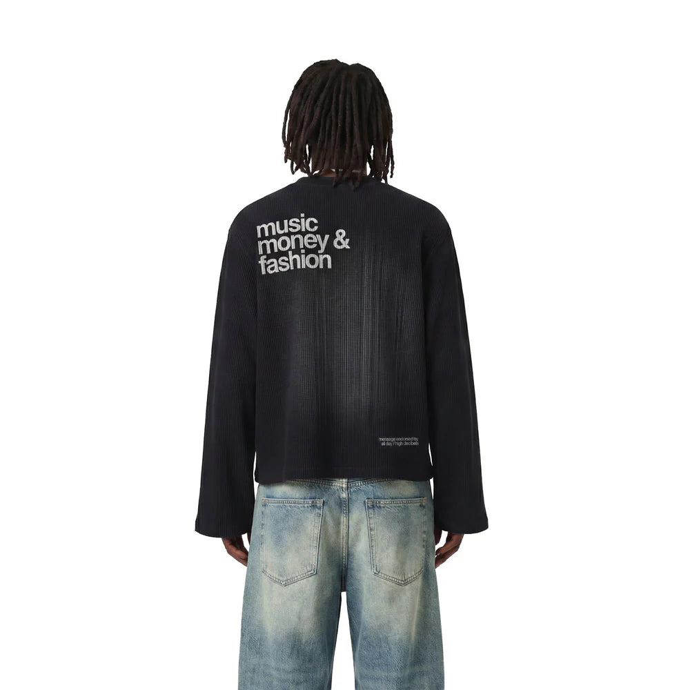 music money fashion waffle oversized full sleeve